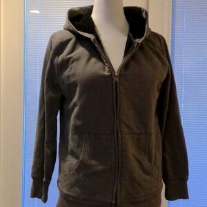 Youth Charcoal Grey Faux Fur Lined Zip Up Hoodie - Bright Blue Lined Threading